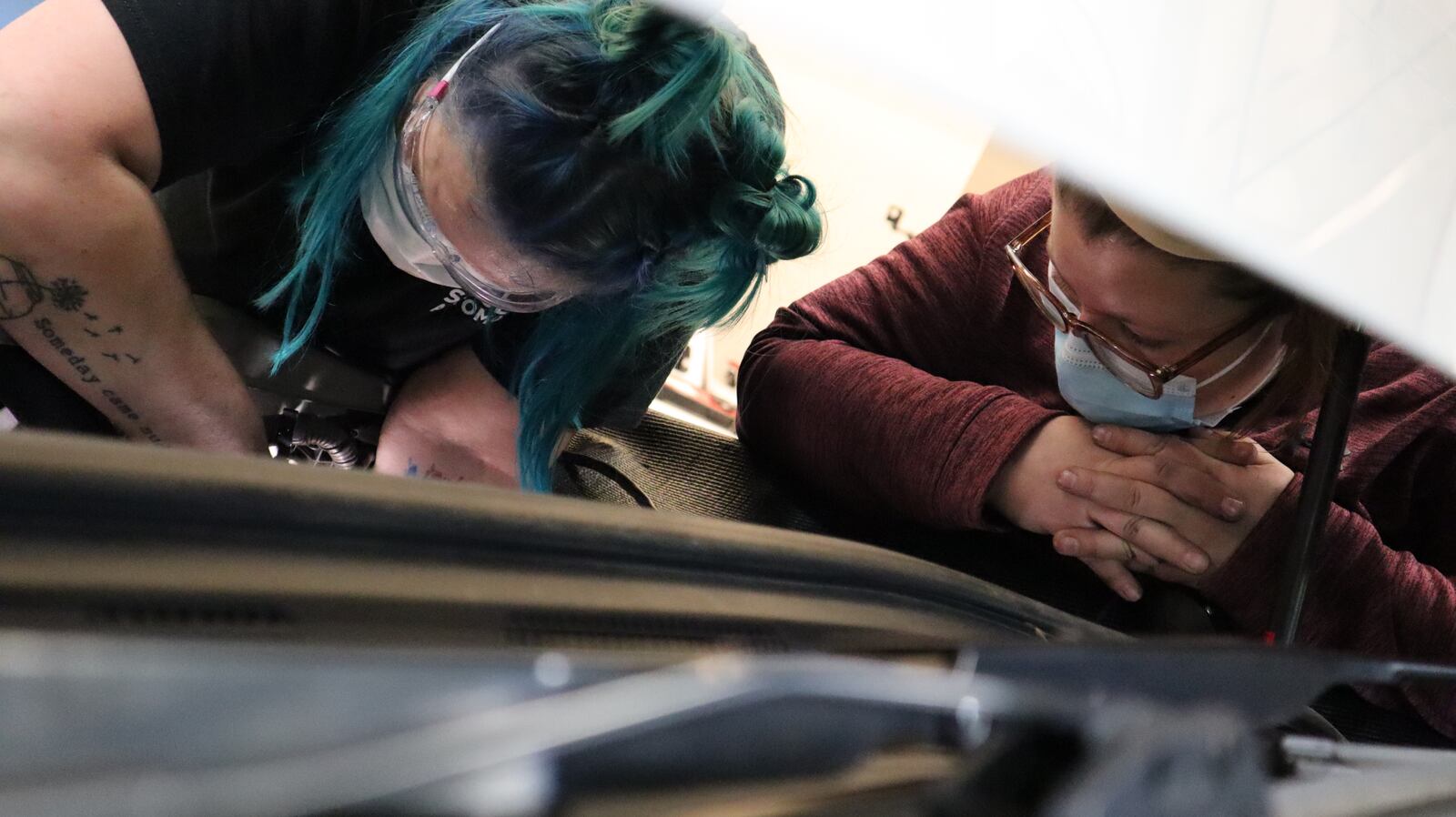 Hanna Weaver (right) teaches at Sinclair College. Weaver has observed more female students coming through the program, which is important to her. Contributed 