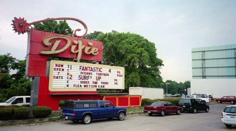 The Dixie Twin Drive-in features a traditional 1950s aesthetic and has two screens, one 120â by 52â and the other 100â by 65â. (Source: CinemaTreasures.org)