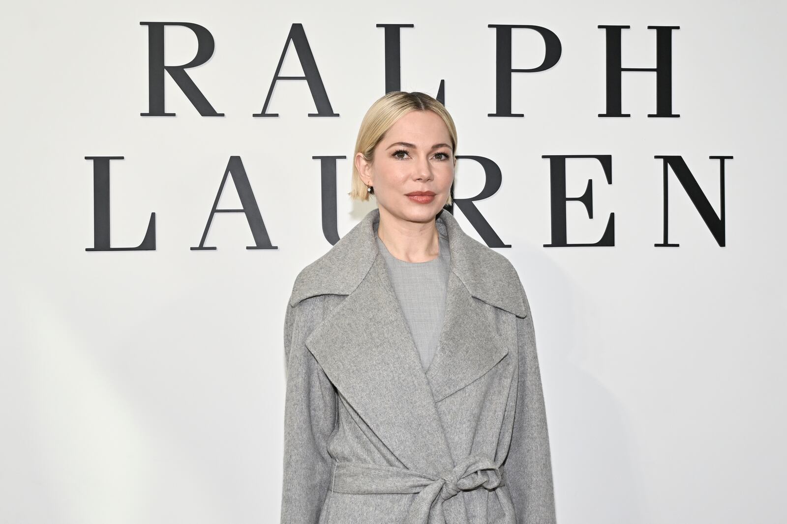 Michelle Williams arrives at the Ralph Lauren Fall 2025 presentation on Thursday, April 17, 2025, in New York. (Photo by Evan Agostini/Invision/AP)