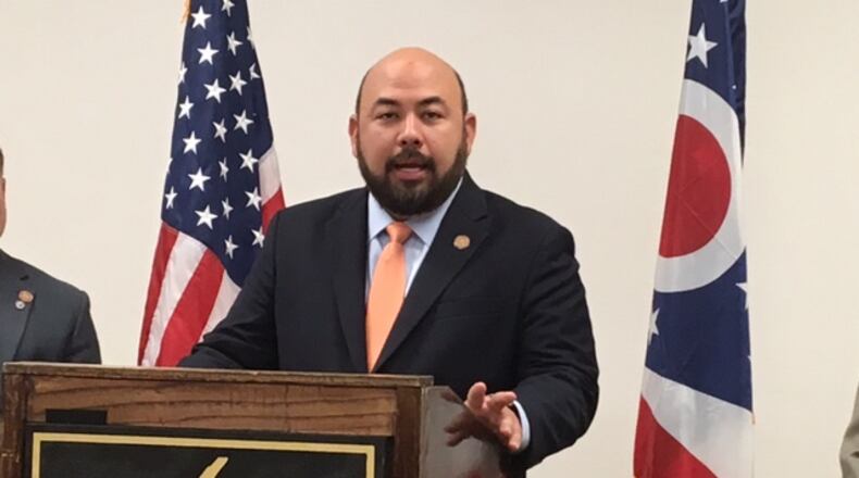 House Speaker Cliff Rosenberger spoke at a press conference Friday at the Hope Hotel and Conference Center at Wright-Patterson Air Force Base. BARRIE BARBER/STAFF