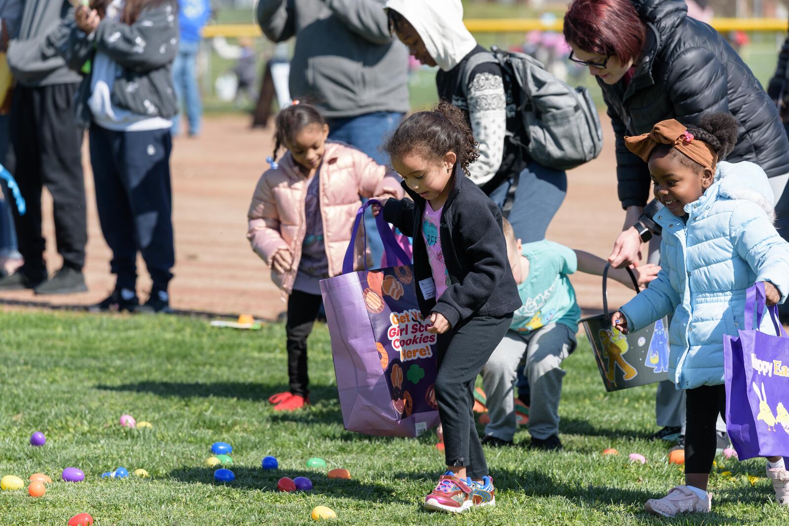 The City of Dayton Department of Rec hosted the Gem City Egg Hunt at the Kettering Field Sports Complex, located at 444 N. Bend Blvd. on Saturday, April 12, 2025. Children aged 12 and under hunted for colorful eggs filled with candy and tickets to exchange for prizes during the free event. TOM GILLIAM / CONTRIBUTING PHOTOGRAPHER