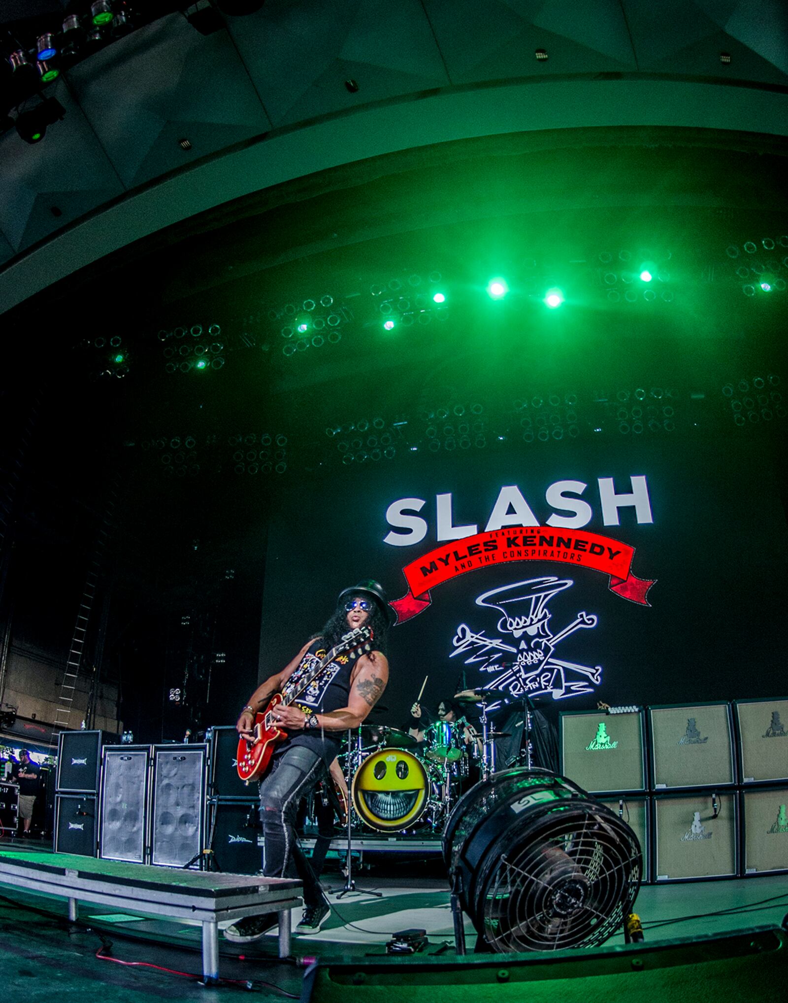 The inimitable Slash thrilled fans with a rocking set that included Guns 'N' Roses hit songs at the Riverbend Music Center in Cincinnati, Ohio.