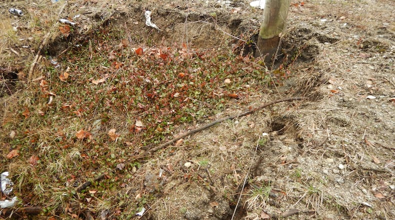 Erosion at the Bellefontaine Road bridge. CONTRIBUTED
