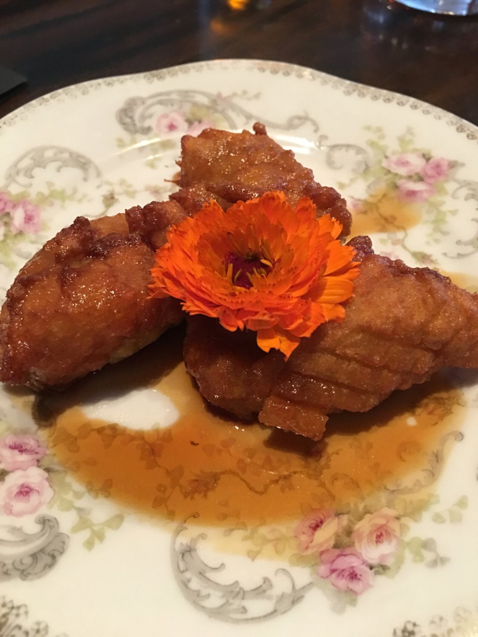 Picarones ($7), a Peruvian doughnut pastry served with an organic molasses sauce. Contributed photo by Alexis Larsen