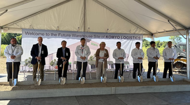 Troy city and development officials Wednesday, Aug. 27, 2025 joined representatives of Komyo America at a ceremony recognizing the start of the construction for a warehouse to be built adjacent to the company’s current operations along Commerce Center Boulevard. The 500,000 square foot facility with 10,000 square feet of office space will bring an added 168 jobs. CONTRIBUTED