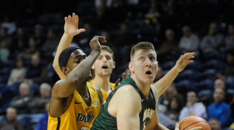 WSU’s Loudon Love works underneath. Wright State defeated host Toledo 77-69 in a men’s college basketball game on Sat., Dec. 16, 2017. MARC PENDLETON / STAFF