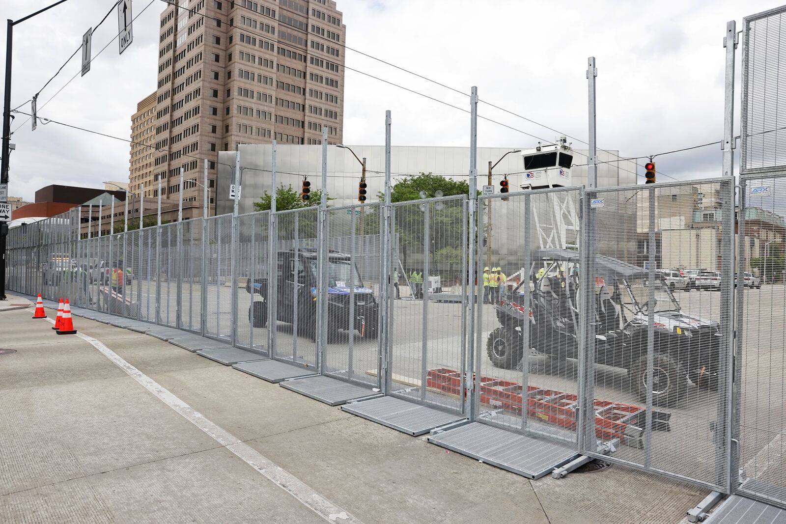 Roads in the security zone were nearly empty as final preparations were made for NATO events Wednesday, May 21, 2025 in downtown Dayton. NICK GRAHAM/STAFF
