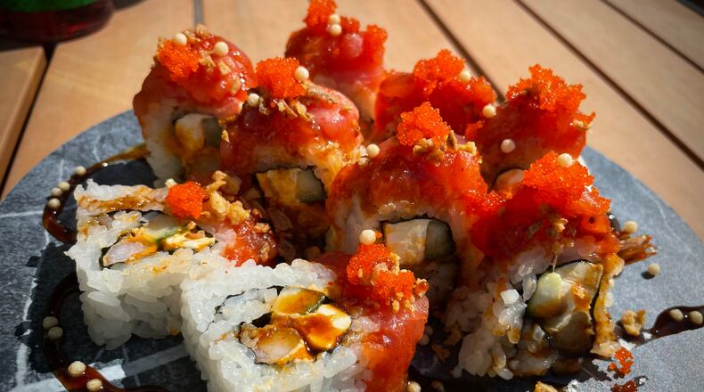 SushiNero, a new Japanese-Spanish fusion restaurant with sushi, small plates and entrees, is now open at 20 S. First St. in Miamisburg. Pictured is the Gringo Roll. NATALIE JONES/STAFF