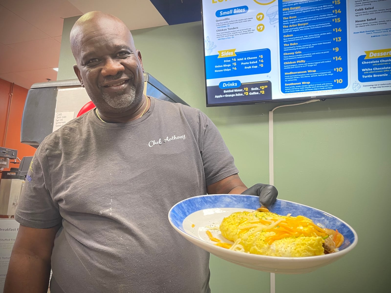 After over 30 years of experience in the restaurant industry, chef Anthony Slater is now the owner of Arise Cafe in Xenia. NATALIE JONES/STAFF