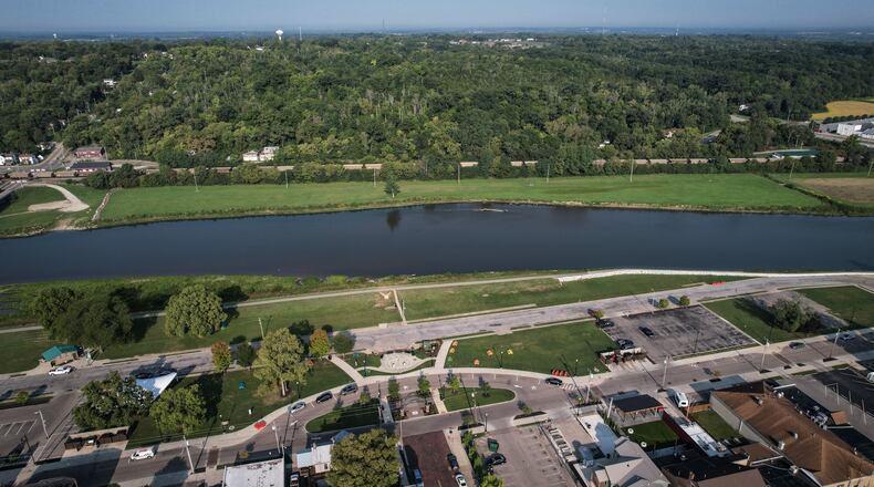 Riverfront Park in Miamisburg is undergoing a redesign which is the final step before a contractor is selected and construction begins. JIM NOELKER/STAFF