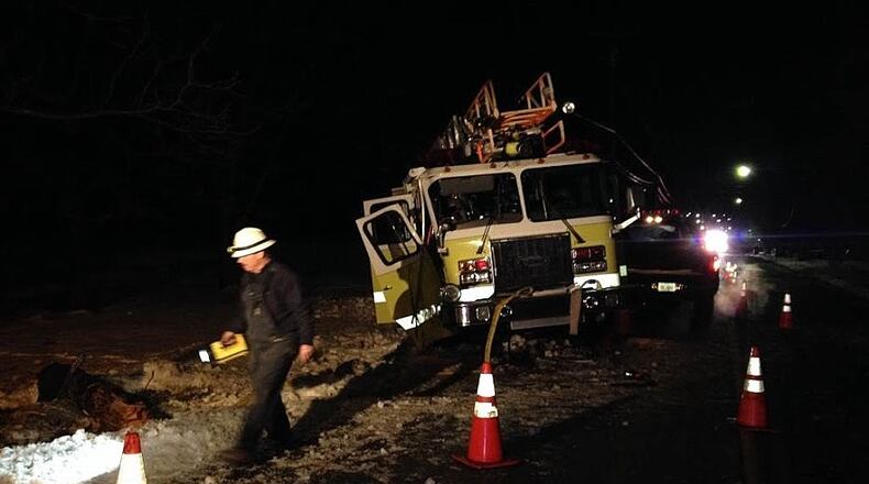 This fire truck crashed as it was responding to a crash on Old East Central Avenue in Miamisburg.