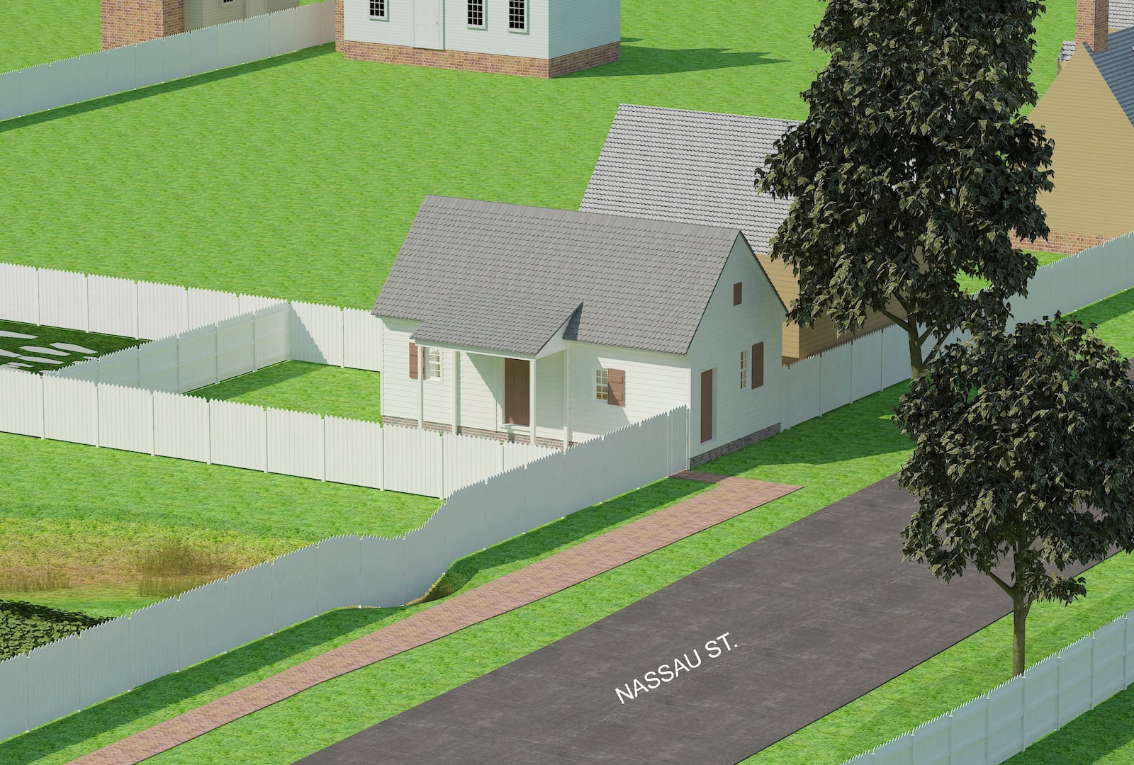 This rendering provided by the Colonial Williamsburg Foundation in June 2025, shows an artist's rendition of the original 1805 First Baptist Church of Williamsburg in Williamsburg, Va. (Colonial Williamsburg Foundation via AP)