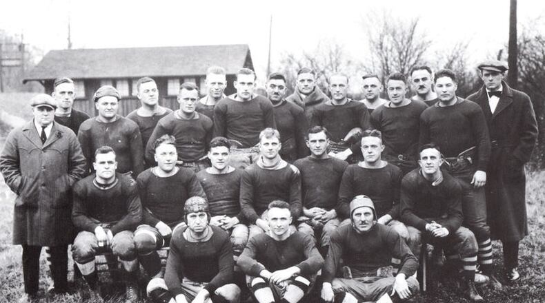 The Dayton Triangles football team (1920-1929) played in the first game for what is now known as the National Football League (NFL). The Triangles beat the Columbus Panhandles 14-0 on Oct. 3, 1920 in Dayton’s Triangle Park. The Triangles were made up of weekend players, like most of the early NFL teams. Their manager Carl Storck participated in the formation of the NFL at Ralph Hays Hupmobile dealership in Canton in 1920; in 1921 he was named league secretary-treasurer; and in 1939 he became president of the NFL. In 1929 the Triangles franchise was sold and moved to Brooklyn, New York. The team is honored in the Dayton Region’s Walk of Fame. Visit the Walk in person on West Third Street in Dayton between Broadway and Shannon. CONTRIBUTED