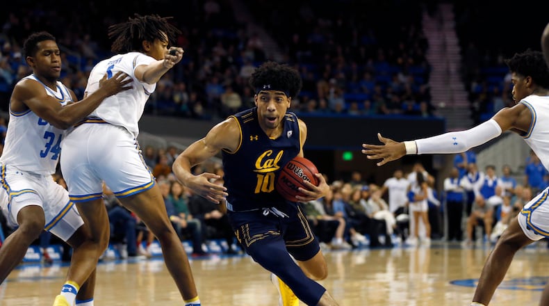 LOS ANGELES, CALIFORNIA - JANUARY 05:  Justice Sueing #10 of the California Golden Bears drives toward the basket during the first half against the UCLA Bruins at Pauley Pavilion on January 05, 2019 in Los Angeles, California. (Photo by Katharine Lotze/Getty Images)