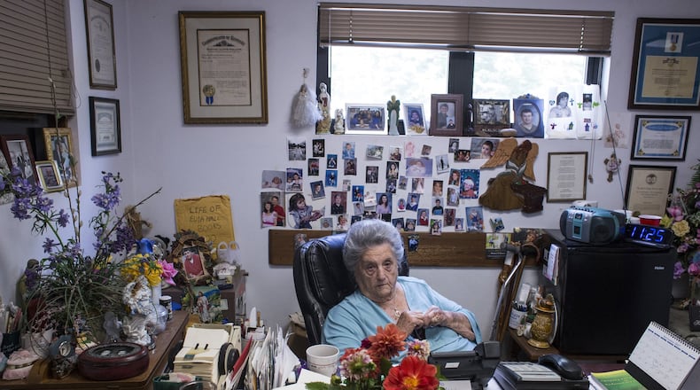 Eula Hall pushed to create a medical clinic in rural Floyd County in the early 1970s to improve health care in the area when other options were limited. When the first clinic burned, she spearheaded efforts to raise money for a new one. Today, at age 90, she still comes to work every day to help patients with a variety of needs, including pharmacy co-payments, housing and food. The clinic is named for her. (Brittany Greeson/The GroundTruth Project)