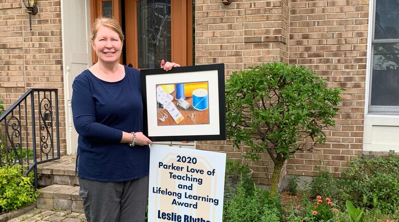 Leslie Blythe, a 30-year educator and Oakwood High School teacher, was chosen for the award as the recipient of this year’s Oakwood Schools Foundation Parker Love of Teaching and Lifelong Learning Award. CONTRIBUTED