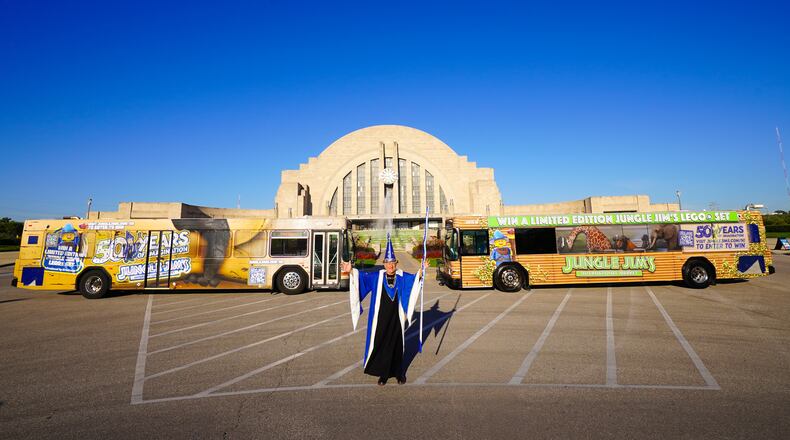 "Jungle" Jim Bonaminio hit the streets of Cincinnati on a bus tour to say thank you for "50 Years of Imagination." CONTRIBUTED