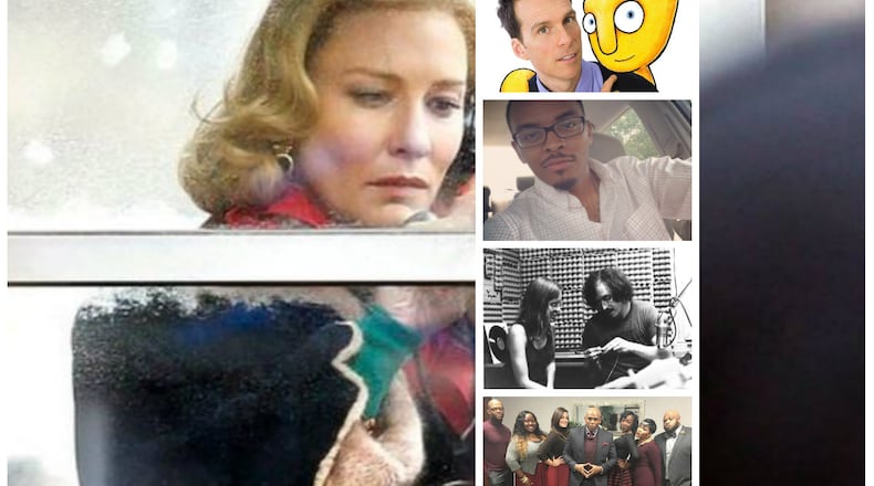 Pictured: Local ties to nominations in the 2016 Awards Seasons include (clockwise L-R): Locally filmed "Carol", Dayton native musician Morgan Taylor, Englewood resident musician Troy Hayes, WYSO alum Randy Thom, Dayton native singer Tamika L. Caldwell. CONTRIBUTED PHOTOS