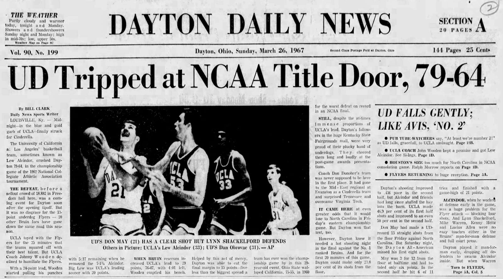 A Mar.26, 1967 article on the Dayton Flyers in the NCAA Tournament from the Dayton Daily News archives.