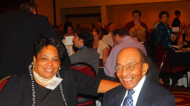 Waverly Glover with his daughter Pam at the Ohio Veterans Hall of Fame induction ceremony in 2015. Glover received many honors and awards during his lifetime, but he called this one "the highlight of my life." CONTRIBUTED