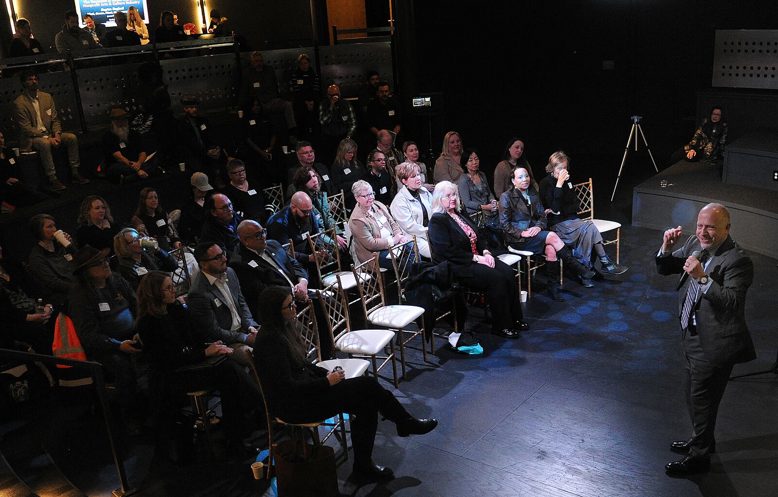 Randy Cohen, from the American For The Arts Organization shared the results Tuesday, Jan. 23, 2024 of the Arts & Economic Proseperity 6 study at the Dayton Arcade. MARSHALL GORBY\STAFF 