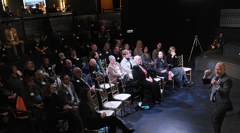 Randy Cohen of the Americans for the Arts organization shared the results of the Arts & Economic Prosperity 6 study at the Dayton Arcade on Tuesday, Jan. 23, 2024. MARSHALL GORBY\STAFF
