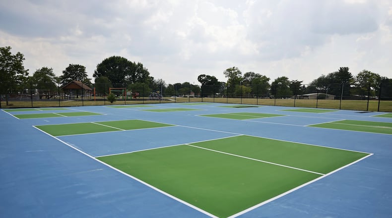 Nine new picklball courts were installed at Lefferson Park Monday, June 17, 2024 in Middletown. Tipp City’s new capital improvement plan includes money for citizen-requested pickleball courts at Kyle Park. NICK GRAHAM/STAFF