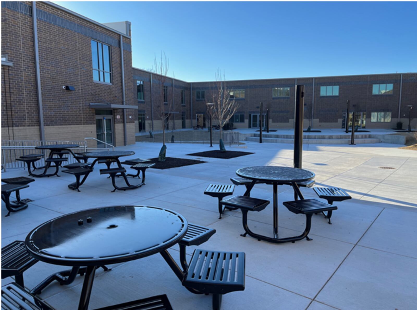 This is a view of the courtyard at the new Franklin High School on East Sixth Street. The new building will open its doors in March 2024.  ED RICHTER STAFF