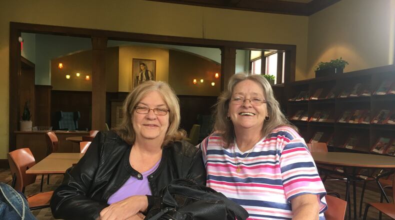 Debbie Burkhardt (left), of the Seven Mile area, and Cheryl Johnson, of Hamiltonn, have been good friends for decades because they’re so much alike. They had no idea how alike they were until they took tests through Ancestry.com. MIKE RUTLEDGE/STAFF