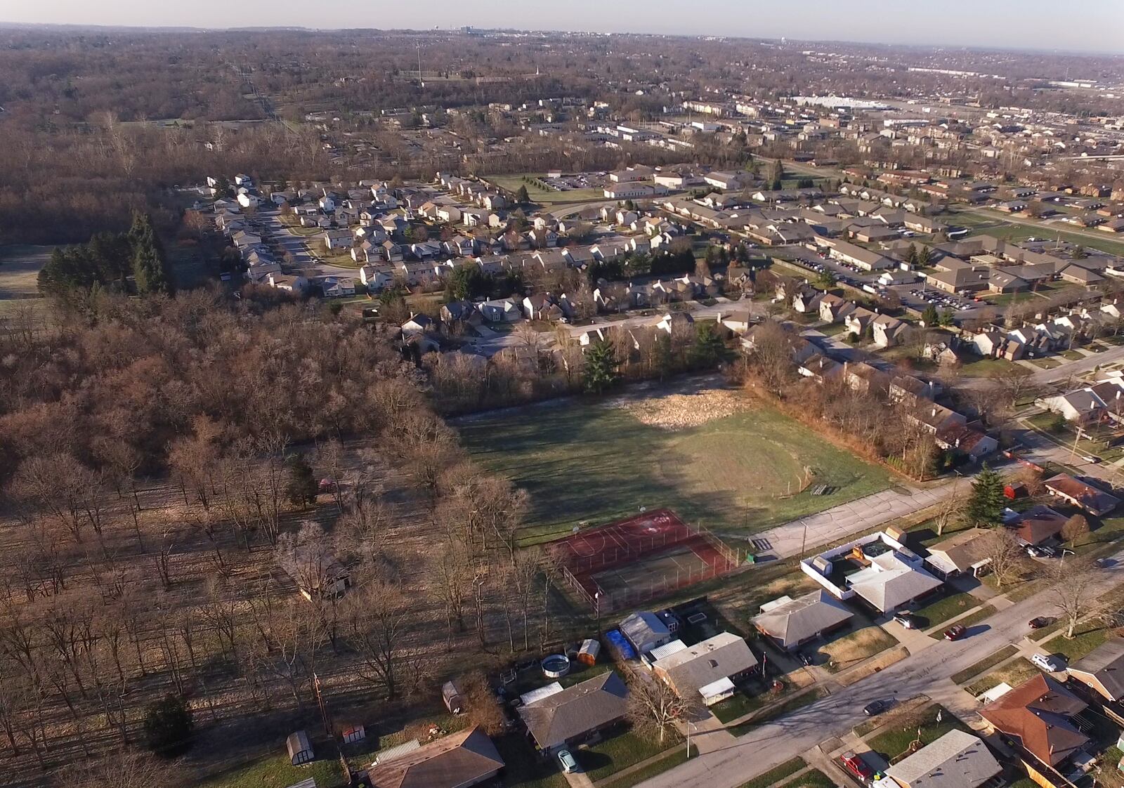Layer Park is surrounded by residential neighborhoods. The EPA is expected to begin cleanup of Layer Park in Miami Twp. this spring.  The park was closed in December of 2015 following the discovery of high lead levels in the soil.  TY GREENLEES / STAFF