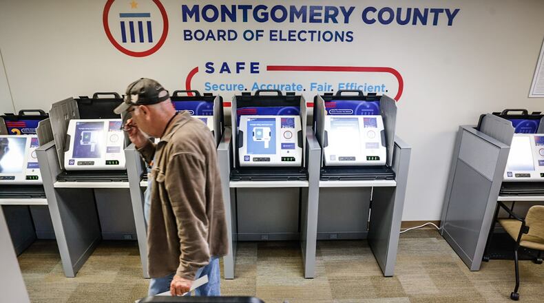 An early Dayton voter cast his ballot Friday April 28, 2023 at the Montgomery County Board of Elections. Less than one month later, BOE officials are busy preparing for a special Aug. 8, 2023 election. JIM NOELKER/STAFF