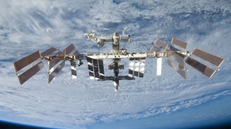 A view of the International Space Station. Family Day at the National Museum of the U.S. Air Force Nov. 18 will commemorate the station’s 17th anniversary with a variety of free, interactive activities. (Courtesy photo/NASA)