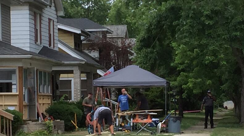 Production crew for the “Hillbilly Elegy” work to transform a residence in Middletown for the movie. The movie will be filmed next week in Middletown. ED RICHTER/STAFF