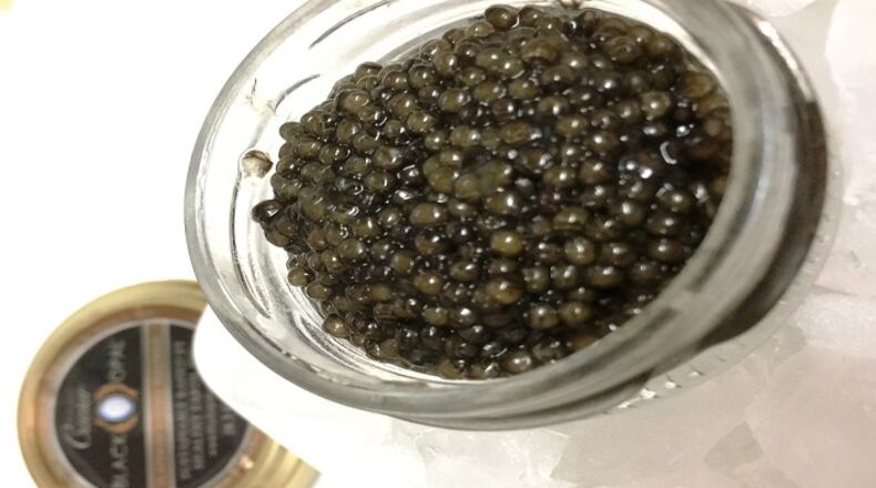 Black Opal Platinum Reserve Caviar from Sarasota, Fla.s Healthy Earth is from sustainably farmed black sturgeon. (Evan S. Benn/Miami Herald/TNS)