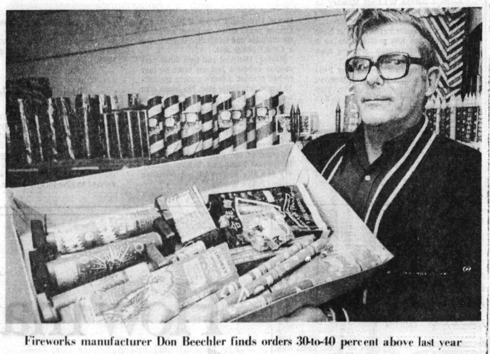 Don Beechler made fireworks and was sure business would boom in 1976, the nation’s Bicentennial year. DAYTON DAILY NEWS ARCHIVES