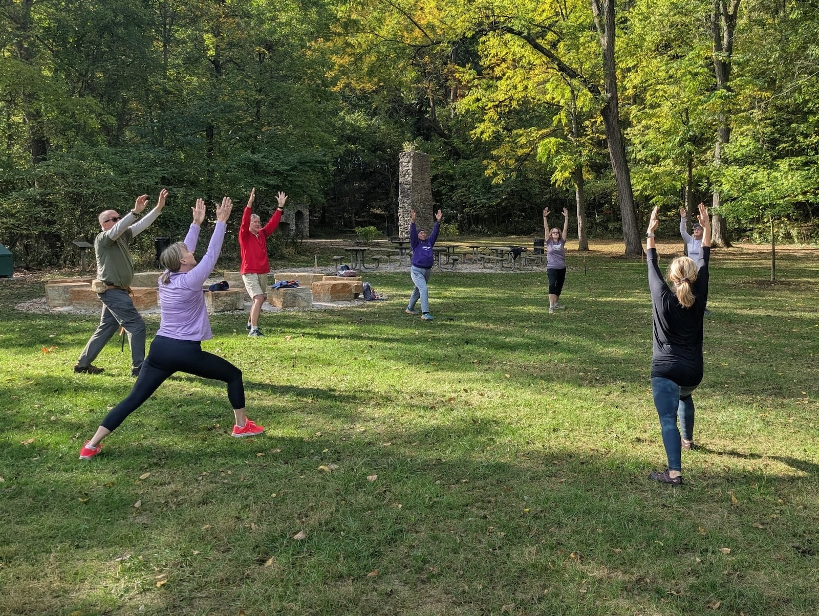 The yoga component includes only standing poses, so mats are not needed for Flow in the Forest. CONTRIBUTED