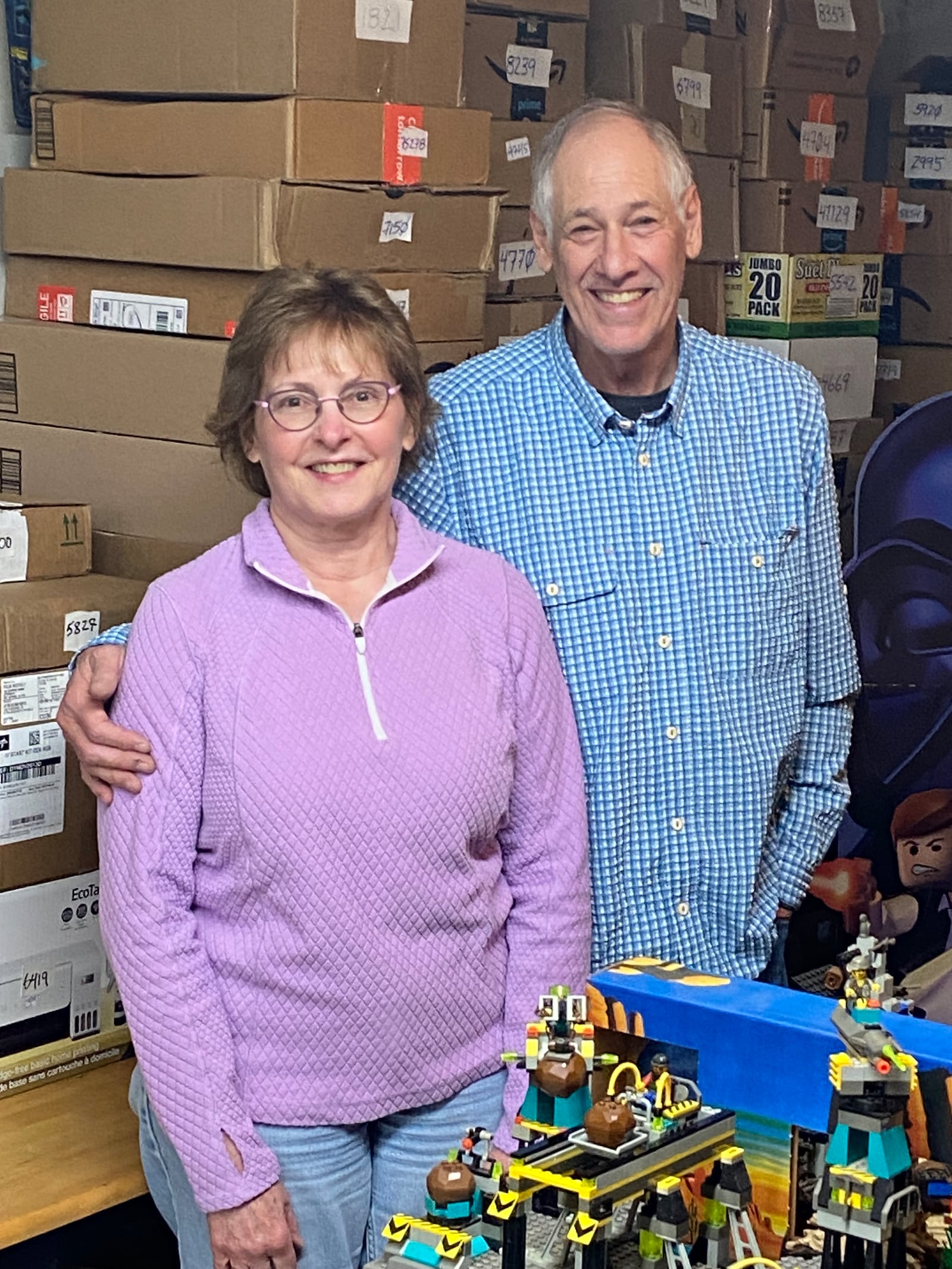 Marvin Gale and his wife, Persis Elwood, keep his vast basement collection organized by LEGO stock number for easy retrieval and track their costs as well as profits. CONTRIBUTED