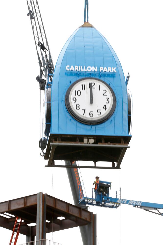 Iconic Dayton clock visible from I-75 again
