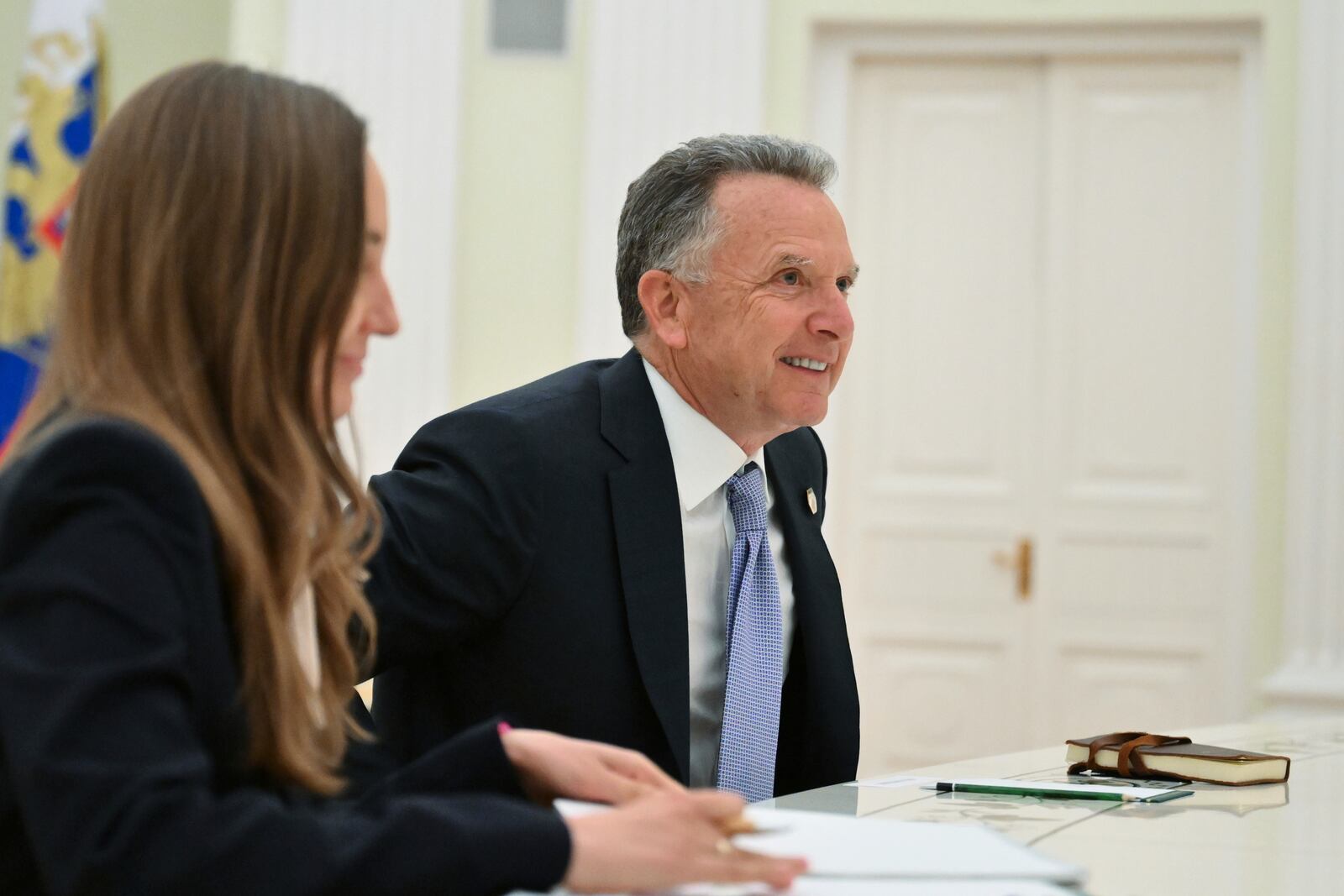 U.S. President Donald Trump's special envoy Steve Witkoff attends the talks with Russian President Vladimir Putin at the Kremlin in Moscow, Russia, Friday, April 25, 2025. (Kristina Kormilitsyna, Sputnik, Kremlin Pool Photo via AP)