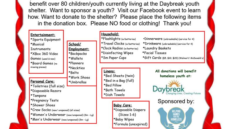 Christmas Hope Box items