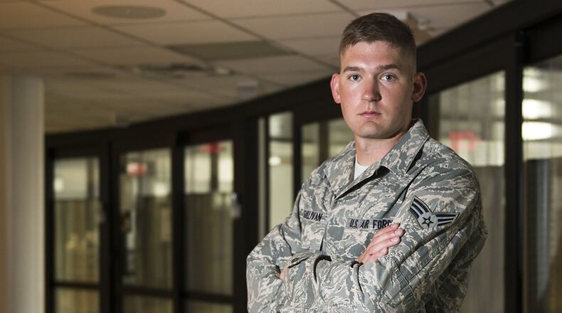 Senior Airman Joshua O’Sullivan, a respiratory therapist from the 88th Medical Group, Wright-Patterson Air Force Base, has been named to the 10th volume of the Air Force’s Portraits in Courage, an annual program that highlights individual Airmen and teams for their honor, valor, devotion and selfless sacrifice in the face of extreme danger to themselves and others. (U.S. Air Force photos/Wesley Farnsworth)