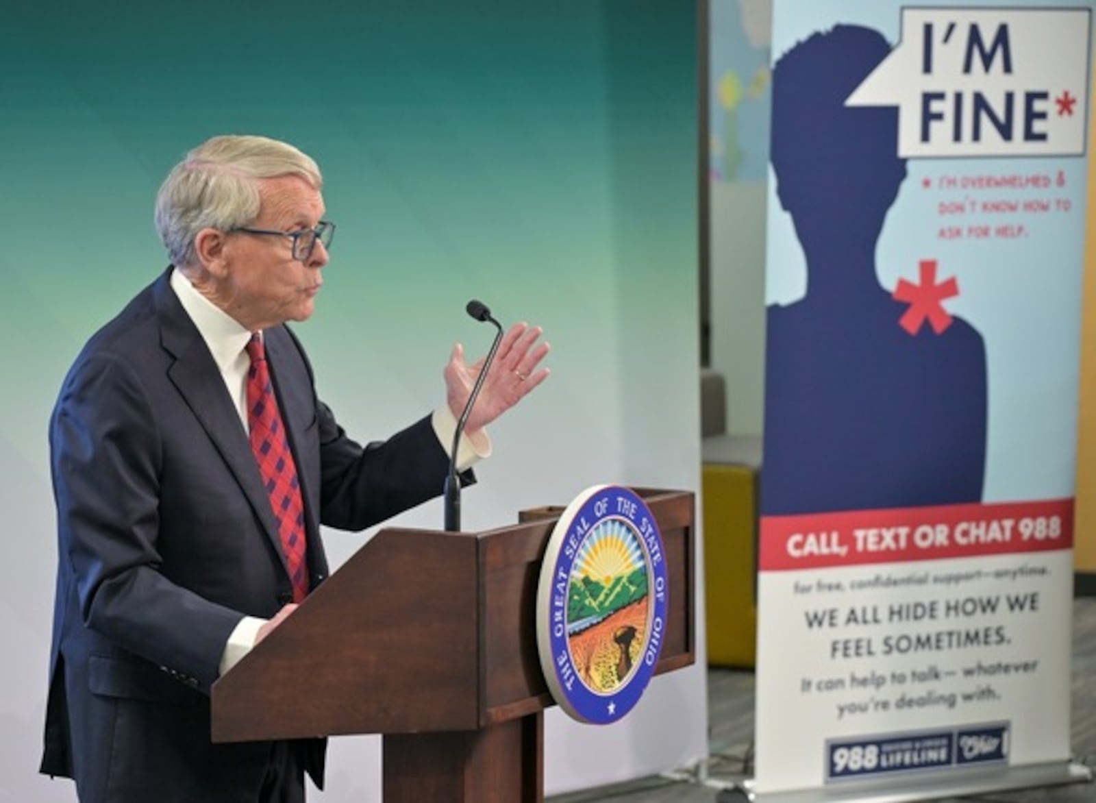 Ohio Governor Mike DeWine held a press conference on Monday at Hopewell Elementary School in Dublin to lay out plans for the statewide expansion of mobile response and stabilization services for all of Ohio's youth. COURTESY OF THE GOVERNOR'S OFFICE