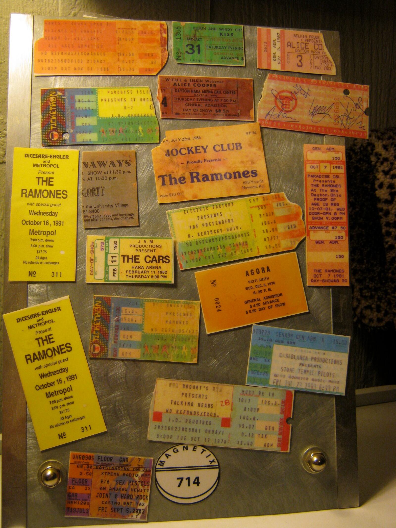 Don Habil has turned many of his Hara Arena concert ticket stubs into magnets he sells to likeminded music fans.