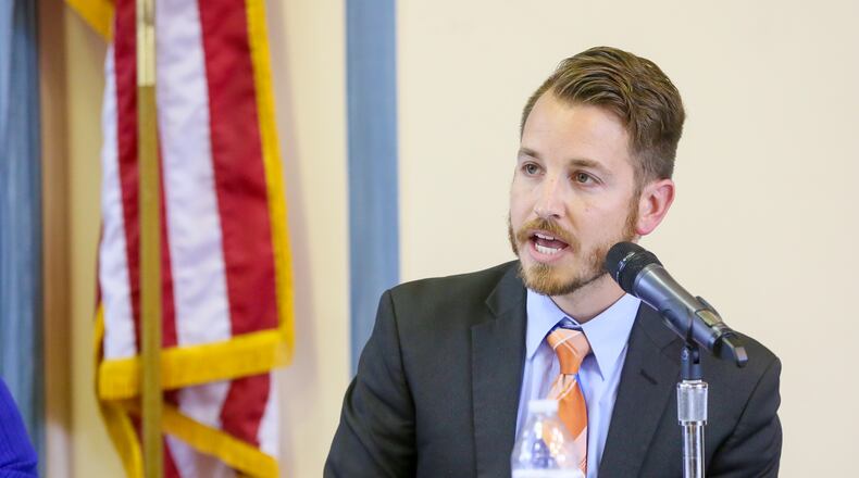 Michael Ryan, new Hamilton city council member and vice mayor, speaking at a forum held Wednesday, Sept. 6, 2017 at the Hamilton Mill. GREG LYNCH / STAFF