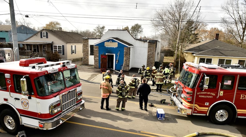 Crews responded to a report of a structure fire at 2808 Yankee Road in Middletown on Friday, Nov. 22, 2019. NICK GRAHAM / STAFF
