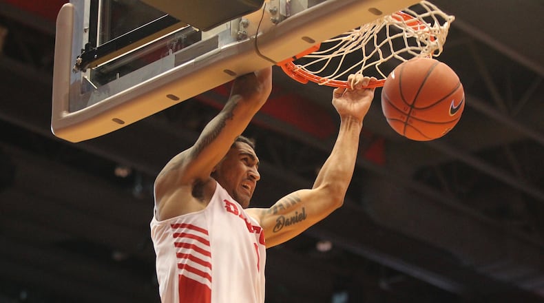 Dayton’s Obi Toppin dunks against Richmond on Sunday, Jan. 6, 2019, at UD Arena. David Jablonski/Staff