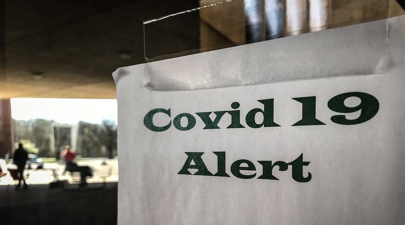 Wright State University library is closed along with all university buildings because of the coronavirus Monday morning. The university is considering other cost cutting measures. JIM NOELKER/STAFF