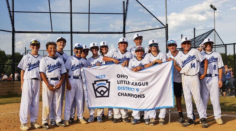 Hamilton West Side Little League won the District 9 Little League championship Monday, July 11, 2022 with a 10-1 win over Loveland. NICK GRAHAM/STAFF