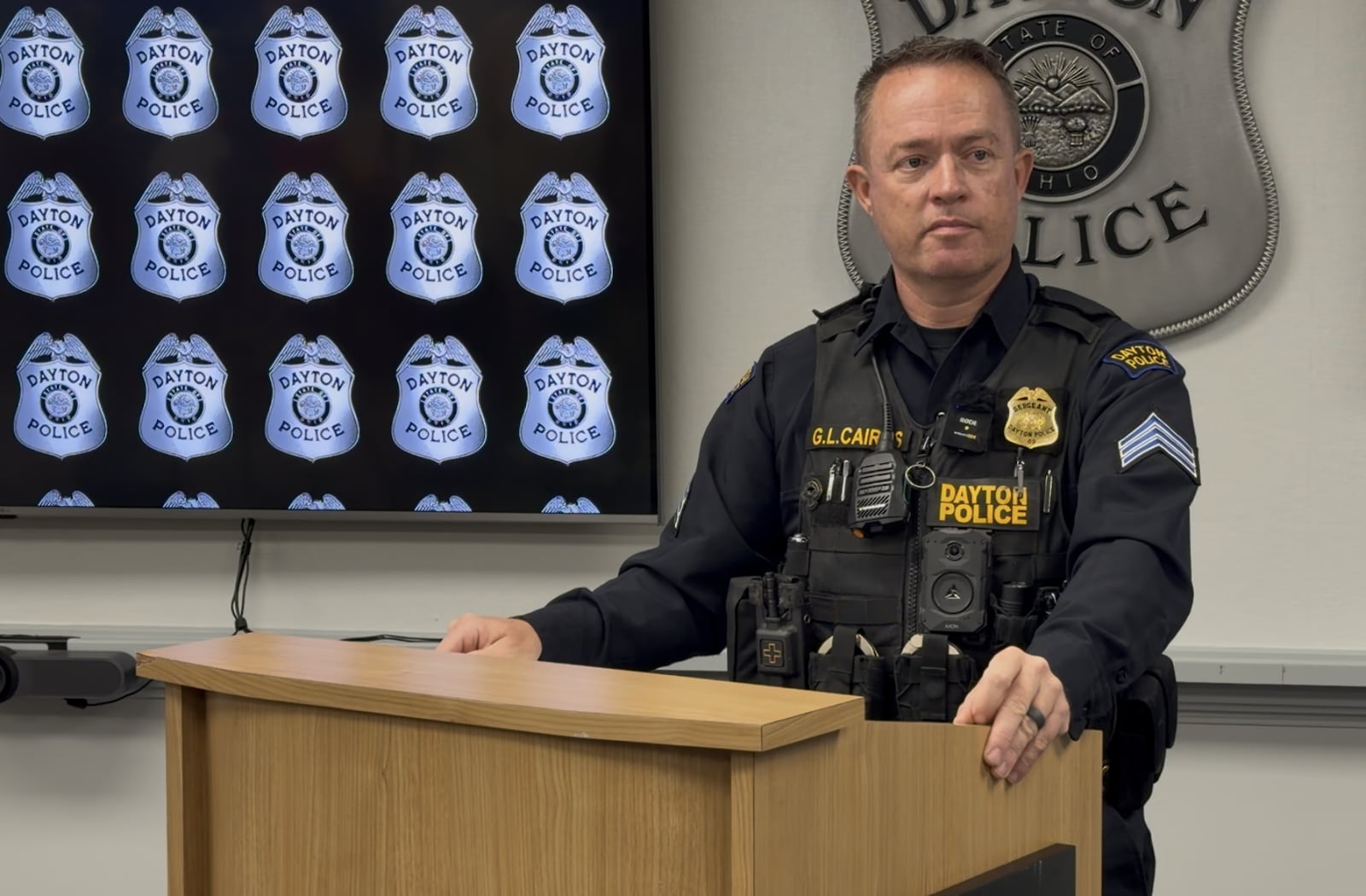 Sgt. Gordon Cairns discussed roadway safety ahead of the winter holidays during a press conference on Tuesday, Dec. 23, 2025. SYDNEY DAWES/STAFF
