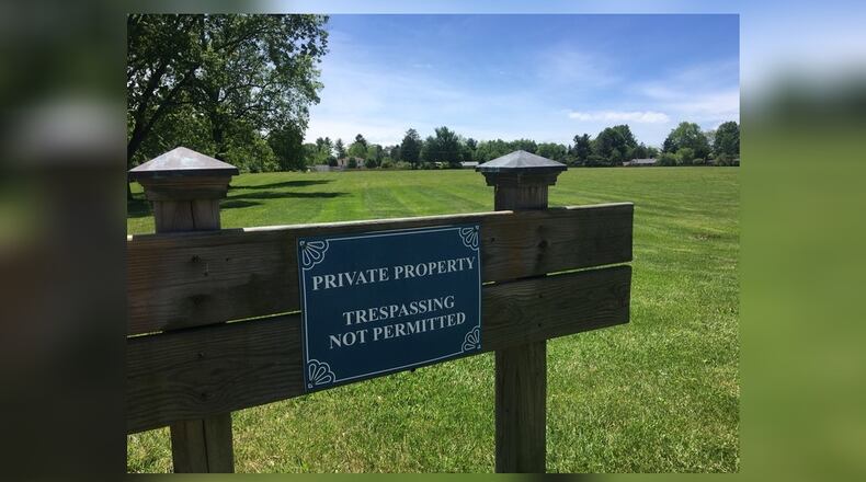 The land where one of Vernay’s facilities stood is now marked as private property. KARA DRISCOLL/STAFF